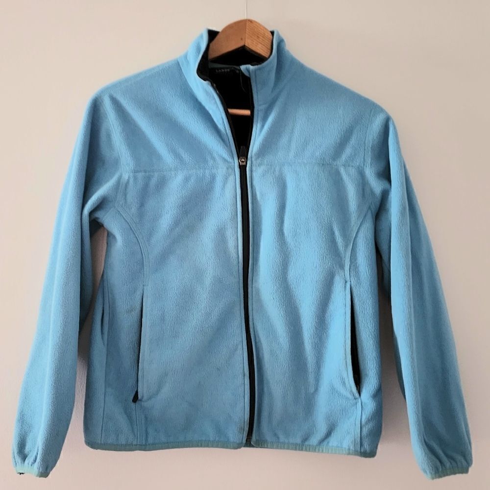 Lands End fleece jacket women's size XS 2-4 light blue color